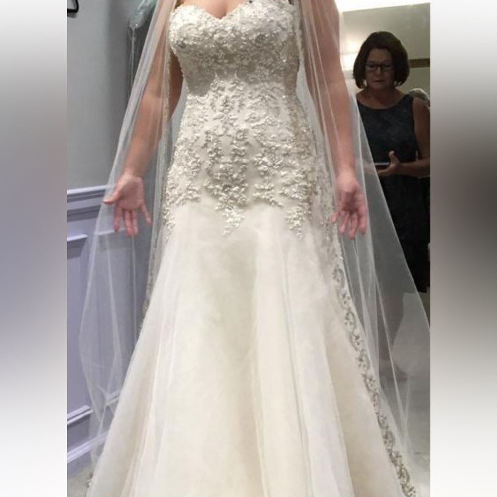 Maggie Sottero Ivory Ball Gown with Silver Beaded Bodice - Picture 4 of 11